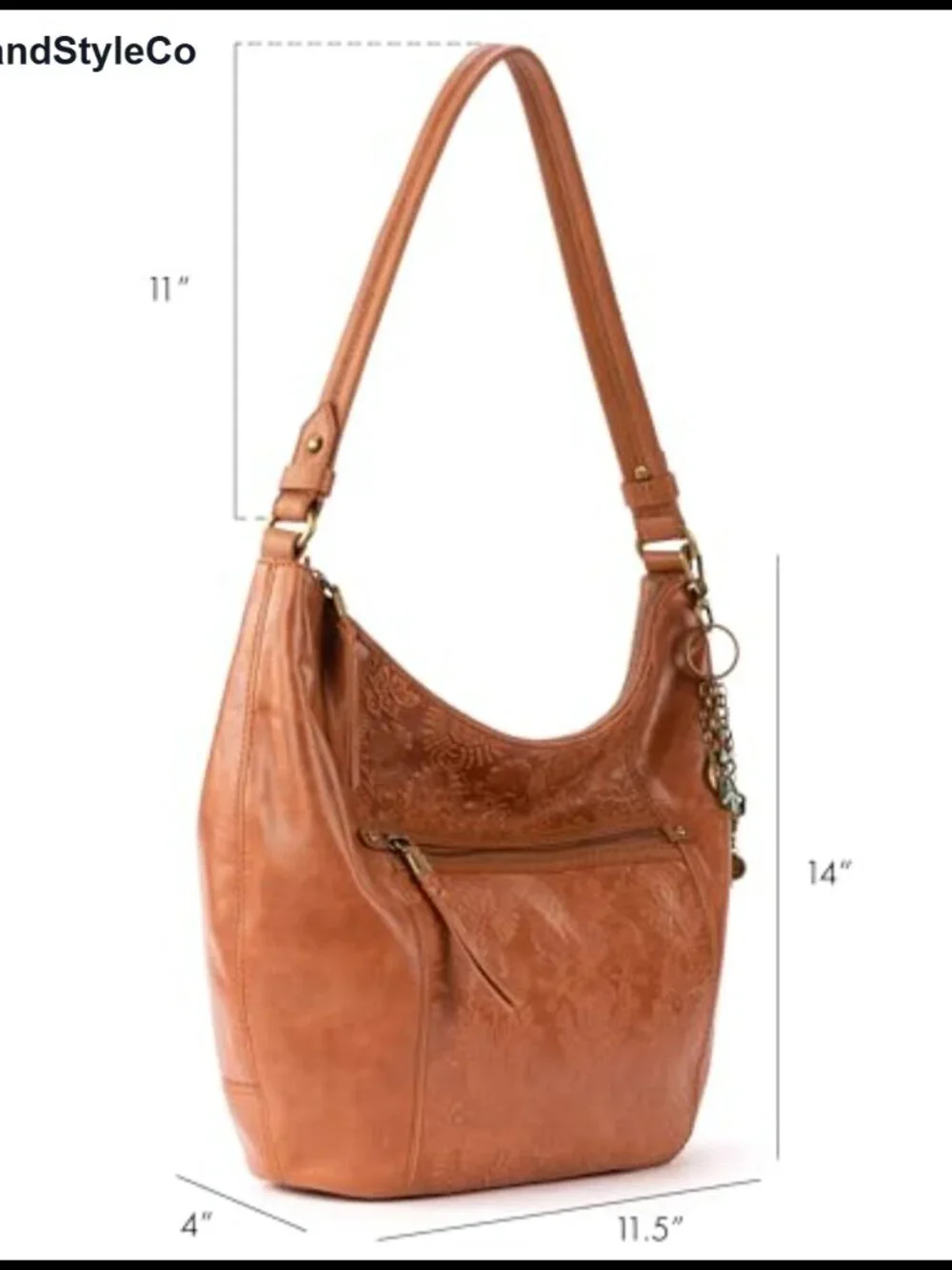 Large Leather Hobo Bag with Zip Pocket - Spacious Slouchy Shoulder Purse